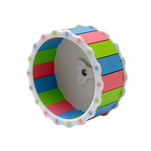 Premewis Ultra-quiet hamster exercise running wheel 15cm,muticolor Hamster toy with Ecological Board material small animal sports treadmill, gold bear runner treadmill running ball pet toy, suit for hamsters bear squirrels and other small pets