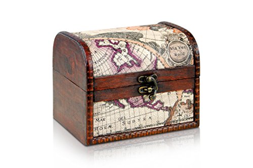 Thunderdog® Louisiana klein 16x12x13 cm - Truhe, Holztruhe, Schatzkiste, Kiste, Piratenkiste Box Hochzeit Geburtstag Geschenk Verpackung Schmuckschatulle Schmuckkasten Piratenschatzkiste Ledertruhe