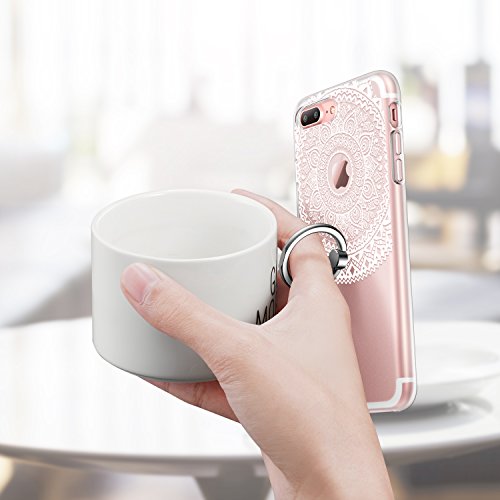 iPhone 7 Plus Case, ESR [Ring Holder Kickstand] Flexible TPU Bumper Case Shock Absorption with Anti Scratch Clear PC Back Floral Print Design Protective Case Cover for Apple iPhone 7 Plus 5.5