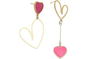 KBRPEY Pendientes Para Mujer Pendientes en Forma de Corazón para Mujer, Pendientes Asimétricos,Largos Pendientes Colgantes para Mujeres Niñas Navidad Fiesta día de San Valentín