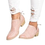 ankle boots winter 2019  Hafiot Chelsea Boots Stiefeletten Damen Kurzschaft Leder Kurze mit Absatz Ankle Boots Winter Reissverschluss Bequem Stiefel 3cm Beige Rosa Grau 35-43 PK37