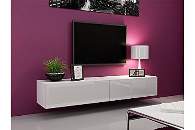 Chloe Design Meuble tv design suspendu Vito 180cm - blanc