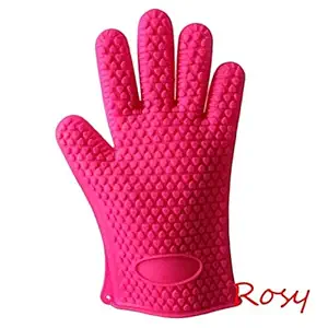 Generic Rose: 1Pc Fashion Comfrotable Silicone Kitchen Dish Washing Heat Resistant Glove Oven Pot Holder Baking BBQ Cooking Glo