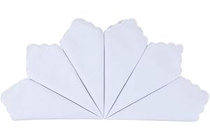 HOULIFE Ladies 100% 60S Cotton Handkerchiefs Womens Soft Solid Pure White Hankies for Wedding Party DIY 6/12 Pieces 28x28cm Christmas Gifts