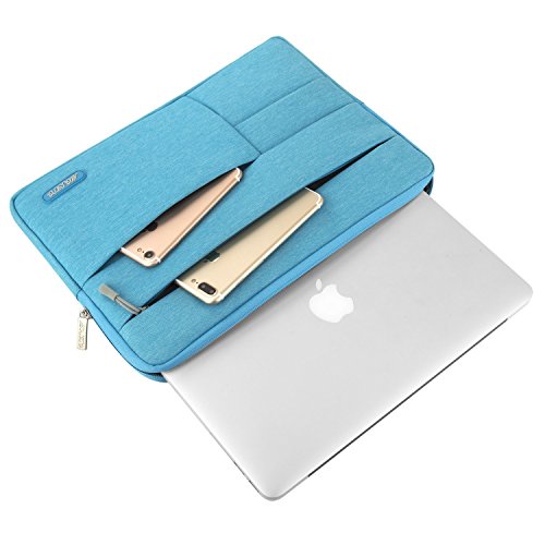 MOSISO Laptop Hülse, Multifunktionssegeltuch Gewebe Kasten Beutel Abdeckung für 12.9 iPad Pro / 13-13.3 Zoll MacBook Air / MacBook Pro / Laptop, Himmel Blau - 6
