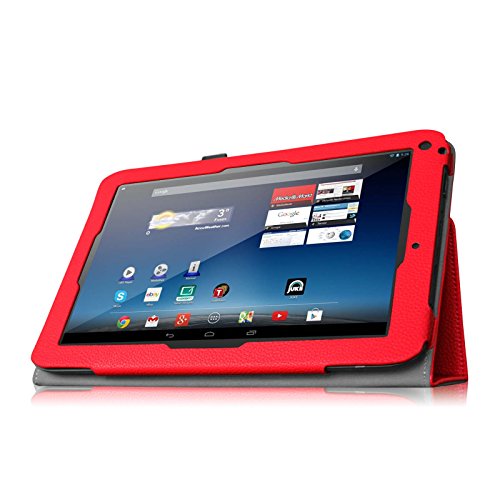 Fintie Medion Lifetab E10315 / E10316 / E10317 / E10318 / E10320 Hülle Case – Folio Kunstleder Schutzhülle Tasche Cover Etui mit Ständerfunktion und Stylus-Halterung für MEDION LIFETAB E10315 / E10316 / E10317 / E10318 / E10320 (10,1 Zoll) Tablet-PC, Rot - 7