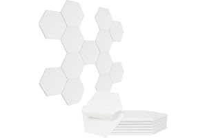 SUZAO Hexagon Akustikpaneele Selbstklebend 12 Stück, 230 kg/m³ Hohe Dichte Schallabsorber 30*26*1cm Akustikplatten, Schallschutz Wand für Aufnahmestudios, Musikstudios, Büros, Konferenzräume,Heimkinos