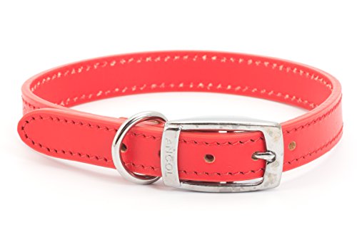 Ancol Heritage Durable Leather Dog Collar - Red Bridle Leather Puppy Pet Training Accessory - Die Cast Fitting for Strength and Comfort - 35-43cm Size 4
