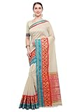 Pisara Women Kanjivaram Silk Cotton Saree With Blouse Piece,Cream sari