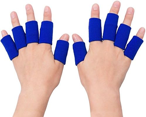 Protection of finger joint elastic sleeve,Sports Finger Support, Elastic Finger Finger Band For Arthritis and Sports 10 Pcs (Blue)