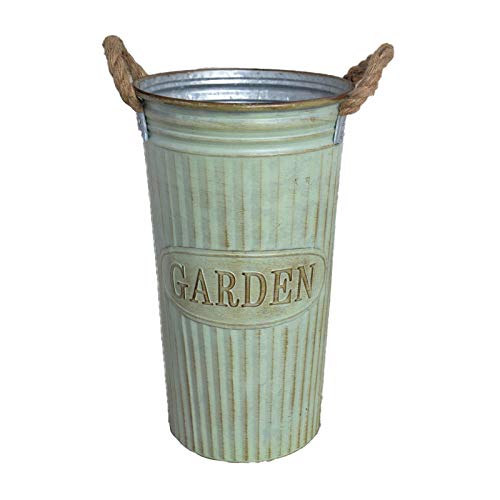 Hogar y Mas Paraguero Original Vintage de Metal con Patina Opal Green Flowers & Garden.