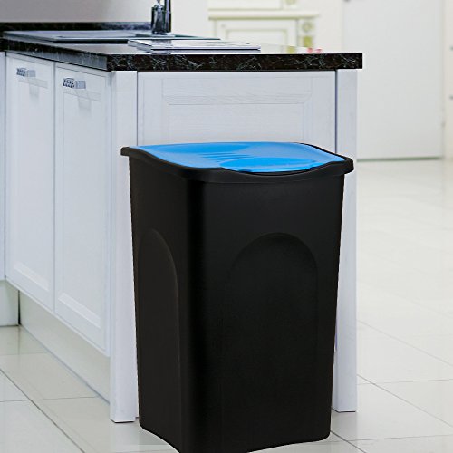 Stefanplast Poubelle tri sélectif Bleu/Noir 50 litres