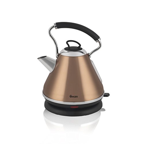 Swan Townhouse COPPER Stylish Modern Kitchen Set - 1.7L Kettle, 2 Slice toaster, 20L Digital Microwave, Bread bin, Set of 3 Canisters Towel Pole and Mug tree Set