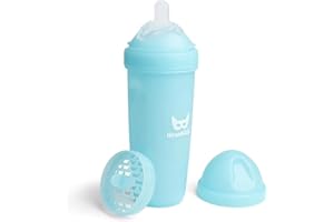 Herobility Double Anti-Colic Baby Bottle | Award-Winning Hero Baby Bottles | Soft Breast- Like Teat, Easy Mixing Lid & Net | Safe & Environment Friendly Materials | 340ml/12 fl oz Blue