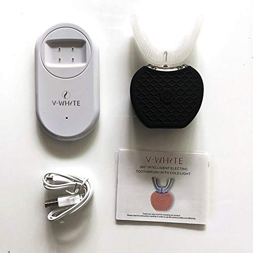 Preisvergleich Produktbild fengwen66 360 ° kabelloses Aufladen Lazy Automatic Sonic Silikon-Zahnbürste (Schwarz)