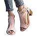 Produktbild Yvelands Damen Sandalen Zehentrenner Frühlings Sommer Sandalen Mode Fisch Mund höhlen heraus Rom-Schuhe aus elegant Plateau bequem(CN-39,Rosa)