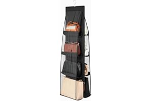 BUYLUX Organizador de Bolsos para Armario Vestidor - Cuelga Bolsos Separador Colgadores de Ropa Clasificador para Almacenaje Diseño de 8 Compartimentos Perchero Plegable Ajuste Universal