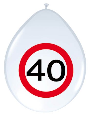 24-tlg. Partyset 40. Geburtstag Dekoset Dekobox – Verkehrschild – Girlanden, Luftballons - 5