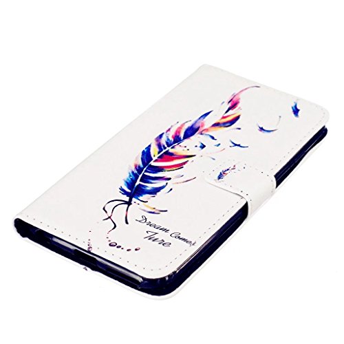 MUTOUREN Hülle für iphone 6 Plus iphone 6S Plus Schutzhülle [Kratzfeste, Scratch-Resistant] Bookstyle PU Lader HandyHülle Tasche Wallet Flip Case Lederhülle Brieftasche mit Standfunktion Kartenfächer Magnetic schließt Painted Muster- Bunt Feder + Metall Stylus Stift - 4