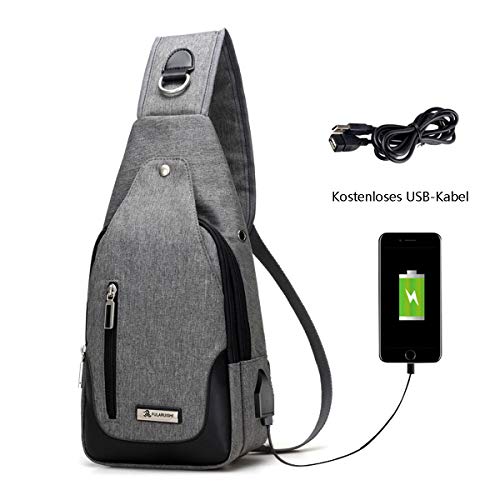 Neusky Brusttasche Schultertasche Brusttaschen Daypack Militär Sporttasche für Damen und Herren (Grau)