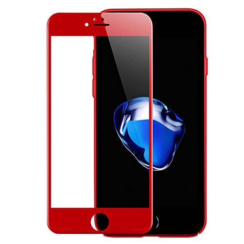 iPhone 7 Plus Panzerglas, VIUME Full-Cover HD Displayschutzfolie Edge to Edge 3D Panzerglasfolie 9H Tempered Glass Hartglas Glasfolie Handy Schutzglas Schutzfolie (5.5 Zoll) (Rot)