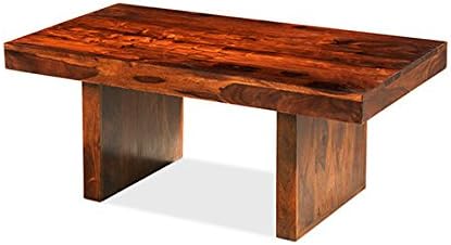Cuba Sheesham Cuba Solid Sheesham Chunky Wood Block Coffee Table, Honey Brown, H 40 x W 110 x D 40 cm