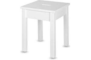 ‎STABOOS Staboos massiv Holzhocker Doc mit Eingriff bis 150 kg - Buche Sitzhocker aus Holz - Kernbuche Weiß - Hocker als Nachttisch nutzbar - 35 x 35 x 45cm