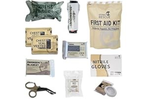 RHINO RESCUE Paquets de trauma tactique, Arrêter le saignement, Recharge IFAK avec pansements (1 set de 10 pièces)