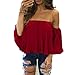 Produktbild Damen Tops, Luckycat Frauen Sommer Halbarm Off Schulter Chiffon Bluse Oberteile Mode 2018