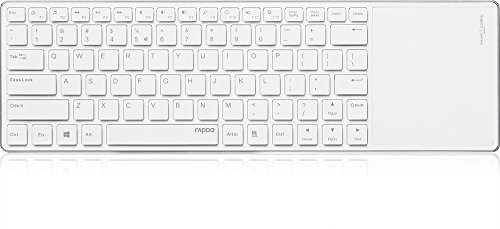 Rapoo E6700 Bluetooth Touchpad Tastatur (Aluminiumgehäuse, deutsches Layout) weiß-blau