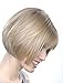 Tsnomore Short Straight Mix Color Fashion Full Bangs Soft Touch Bob Women Wig (Light Blonde)