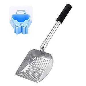 LYCC Cat Litter Scoop with Longer Handle and Soft Grip,Metal Pet Sifter Kitty Shovel Non-Stick Coated