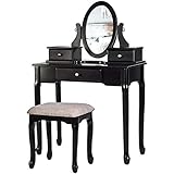 - Diseño multifuncional Sdsa8da Comedor Conjunto de Mesa de tocador con Taburete Juego de tocador Mesa de Maquillaje sólida con Espejos y 3 cajones