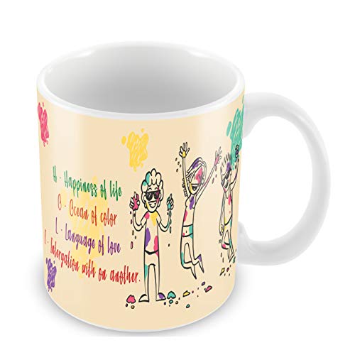 Happy Holi Gift Coffee Mug - 330ml - Rang-Birangi Holi - by Paper Plane Design