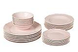 Material: Porzellan Kütahya Porselen Porzellan 24 tlg Tafel Set Tafel Service Teller Set Pink Geschirr