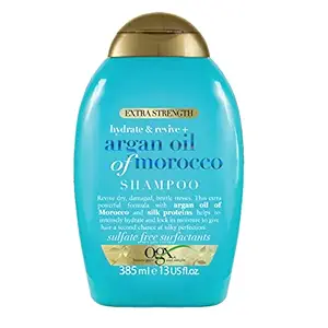 OGX Extra Strength Hydrate & Repair + Argan Oil of Morocco Shampoo for Dry, Damaged Hair, Cold-Pressed Argan Oil to Moisturize & Smooth, Paraben-Free, Sulfate-Free Surfactants 385 ml