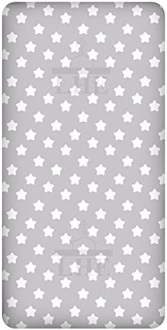 LHE Baby COT CRIB MOSES BASKET patterned fitted sheets size 38x80 40x90 120x60 140x70cm 100% cotton 47 DESIGNS (COT 70X140cm, 38-WHITE STARS ON GREY)