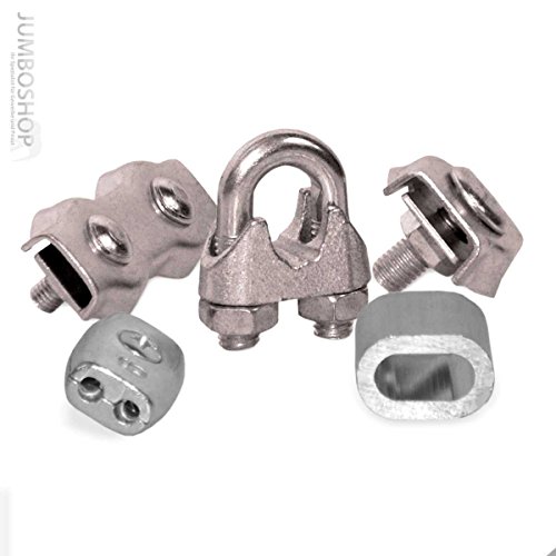 Jumbo-Shop 5x Drahtseilklemme EIFORM 2mm — Klemme Drahtseilklemmen Drahtseil Seilklemme Stahlseil ALU Klemme Seil Draht - 4