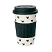 Produktbild Miss Etoile - Bambus-Melamin To Go Becher, weiß/schwarze Herzen, 0,5 l Ø:9,2 H:13cm