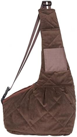 Evergreens Waterproof Quilted Short Plush Pet Dogs Sling Carrier Bag Brown M