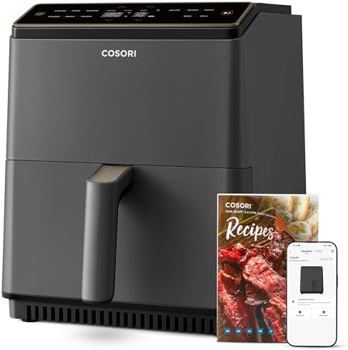 COSORI Friggitrice ad Aria, Air Fryer 6,4 Litri, Forno Elettrico, Doppia Resistenza, Connessione Wifi, 11 Funzioni Preimpostate, Libro&APP Ricette, 1700W, P585S Grigio Scuro