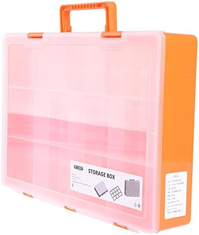 TOOLTOO Hardware Storage Box Hardware and Craft Cabinet Plastic Tool Organizer with Handle and Multiple Compartments, Perfect for Storing LEGO Toys, Repairing Tools, Medicine and Jewelry, Orange