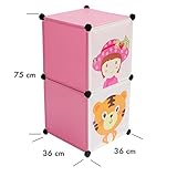 VENKON – Kinderzimmer Steckschrank Frei Gestaltbares DYI Steckregal System Regalschrank: 2-Module-Set, rosa - 3