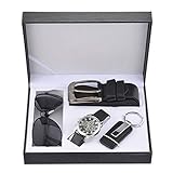 ✨Paquete: mecanismo de cuarzo de calidad, 100% nuevo y de alta calidad con buen embalaje. Y nuestros productos se entregan después de estrictos controles de calidad. Entrega: 1 gafas de sol, 1 reloj de pulsera para hombre, 1 llavero, 1 cinturón de piel, 1 caja de regalo.