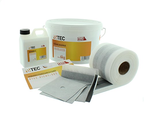 Btec Dicht-Set Dusche "Standard" 6 Kg Flüssigfolie, 2 Innenecken, 2 Wandmanschetten, 5m Dichtband, 1l Tiefgrund Abdichtung Dichtset Abdichtungsset Fliesenabdichtung
