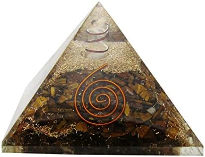 reviheal TM Tiger's Eye Pyramid of Orgone Energy Generator Orgonite Reiki Crystal Healing for Harmonize