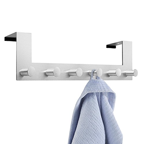 Türhaken, Ubegood Türgarderobe Türhaken Kleider haken Kleiderhaken Badezimmerhaken Edelstahl Garderobenhaken Wandhaken 6 Haken Für Badezimmer, Schlafzimmer(Max 4 cm Dicke)