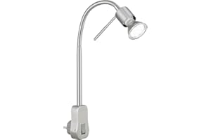 TRIO LIGHTING TRIO, Spot, Laon incl. 1 x LED,GU10,5,0 Watt,3000K,400 Lm. Corps: metal, Nickel mat L:4,7cm, H:40,0cm, P:16,0cm IP20,Interrupteur,Flexible