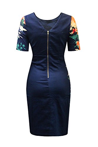 AD LIB D1436 Eden Navy Border Side Print Bodycon Dress (10)