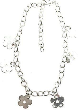 All Accessories0047 Silver Colour Anklet chain with trailing daisy charms Festival Wedding Party